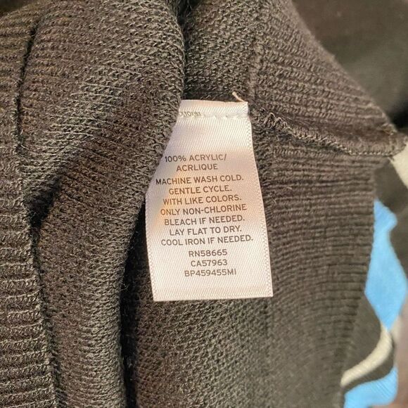 BP. Womens Black Blue Acrylic Mock Neck Quarter Zip Stripe Sweater Size XL NWT - Picture 5 of 7